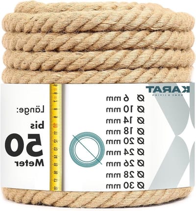 Jute Touw - Hennep Touw Natuurlijk - Decoratie Tuin Ambacht - Extra Stevig 18mm - 30 meter - Bruin
