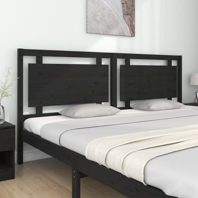 vidaXL - Hoofdbord - 205,5x4x100 - cm - massief - grenenhout - zwart