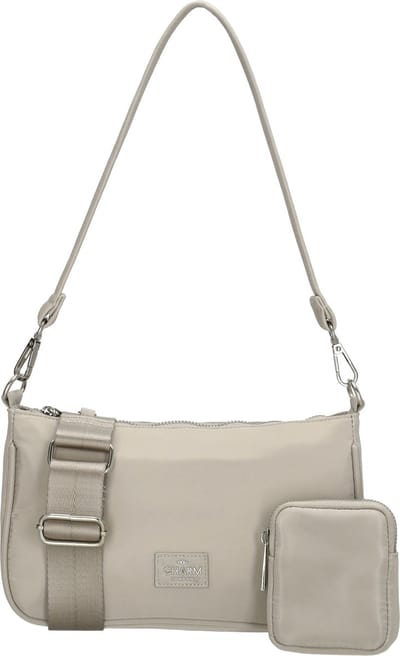 Charm London Odeon Schoudertas Dames - Crossbodytas met verstelbare en afneembare schouderband - Tas van Nylon en Polyester - Lichtgrijs