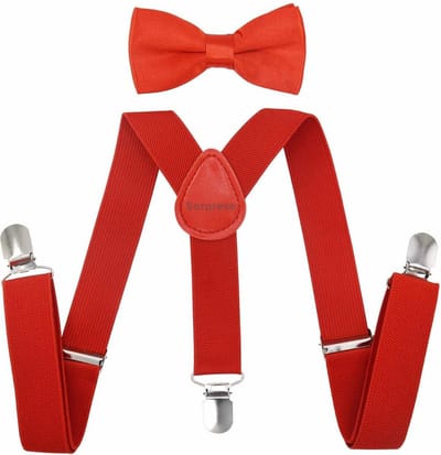 Sorprese - Kinder Bretels Inclusief Vlinderdas - Rood - Effen - 65cm - Bretels Kind - Vlinderstrik Kind