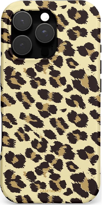 Casetastic hoesje geschikt voor Apple iPhone 16 Pro - MagSafe - Dubbellaagse bescherming - Speels - Fashion Case - Beige Zwart
