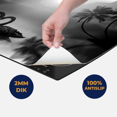 Chefcare Inductie Beschermer Twee Zwarte Zwanen in een Hart Vorm - Zwart Wit - 60x50 cm - Afdekplaat Inductie - Kookplaat Beschermer - Inductie Mat