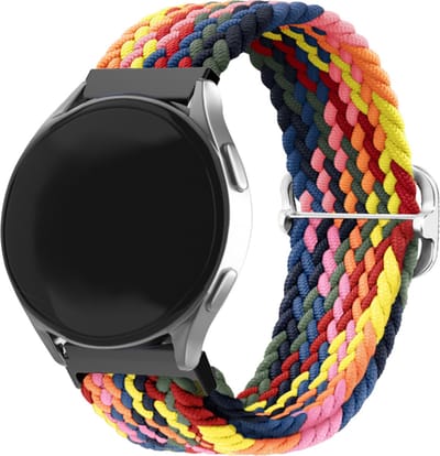 Strap-it 20mm - geweven / gevlochten nylon bandje geschikt voor Samsung Galaxy Watch 7 (40 & 44mm) / Watch 6 (Classic) / Watch 5 / 5 Pro / Watch 4 (Classic) / Watch 3 41mm / Watch 1 42mm / Active (2) / Watch FE / Gear Sport - multicolour