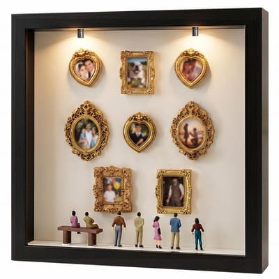 Dailygoods- Fotolijst Mini Museum DIY - Schaduwbox 3D - Houten Fotolijst - Cadeau-idee Bruiloft - Creatieve Decoratie - Realistische Minifigurenset - Schaduwdoos