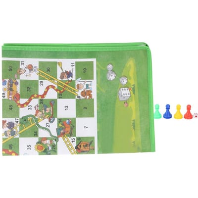 Tapis de sol lavable et pliable en tissu non tissé 60 x 45 cm, motif serpent, échelle, échecs, jeu pour enfants green