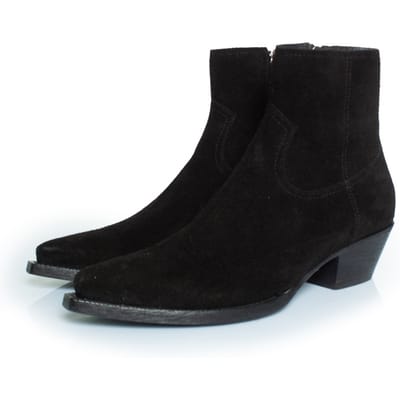 Saint Laurent, Lukas leren suède enkellaarsjes in zwart