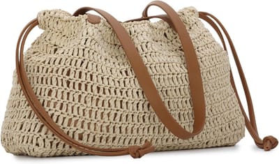 Zomerse Strandtas van Stro voor Vrouwen - Handige Tote, Gevlochten Schoudertas en Clutch voor Vakantie en Dagelijks Gebruik