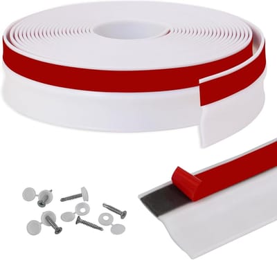 JGS Premium - Universele weerbestendige afdichtstrip voor garagedeur - Zelfklevend - 40 sets schroeven - Wit - 80 ft