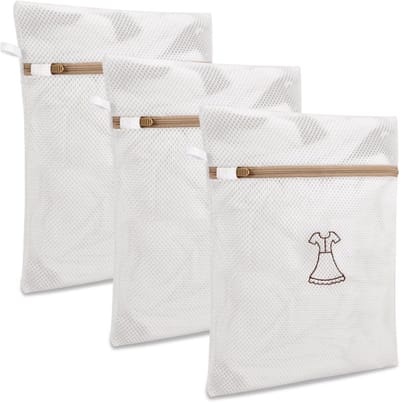 Waszakken Delicaten - Kleding Beschermers - Kleding Beschermen - Roestvrije Ritsen - 3 Grote Sets - Beige