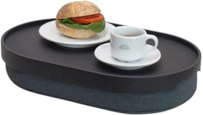 Bosign - Laptray – Schootkussen Antislip Curveline – Zwart Wilgenhout– Ovaal – Medium - 39 x26 x 6.5 cm