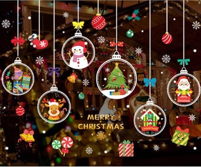 80 stuks raamafbeeldingen Kerstmis, kerstdecoratie, kerstdecoratie, kerstdecoratie, kerstdecoraties, decoratie, kerststickers, statisch hechtende pvc-kerststickers