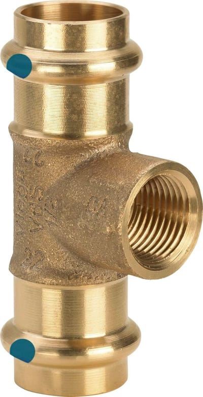 Viega Sanpress LF-T-stuk, d1 28, Rp 1/2, d2 28 roodkoper of siliciumbrons Model 2217.2LF, 430788