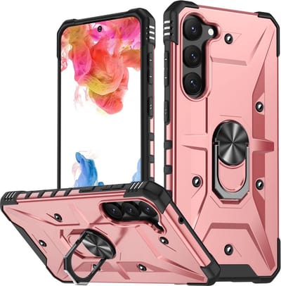 Coverup Hoesje - Geschikt voor Samsung Galaxy S23 Plus Hoesje - Coverup Heavy Duty Ring Kickstand Back Cover - Rose Gold