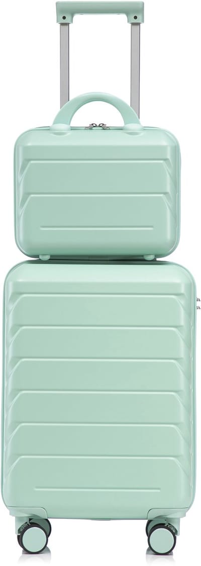 Kofferset - Hardcase koffer - Spinner koffer - Handbagage - Krasbestendig - Stille wielen - Cijferslot - Telescopisch - Weekendtrip - 55cm - 2-delig - Mintgroen