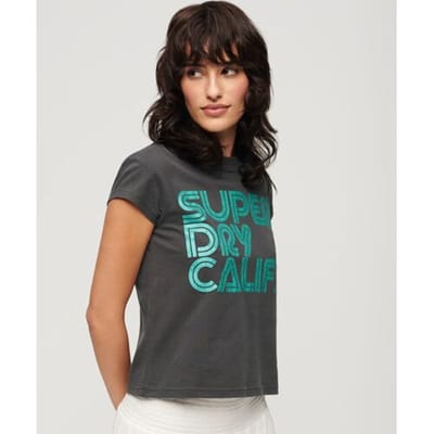 Superdry - T-shirt met retro-glitterlogo - Dames - T-shirts