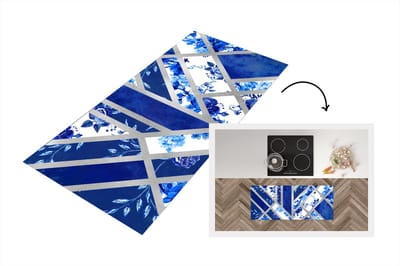 Keukenloper - Loper keuken - Design - Delfts blauw - Luxe - 120x50 cm - Keukenloper vinyl