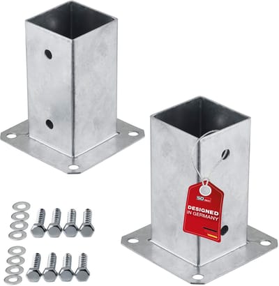 SOTECH SET van 2 schroefankers vierkant 70 x 70 mm, 152 mm hoog, vuurverzinkt staal, houten paalsteunen voor vierkant hout - ideaal voor buitengebruik