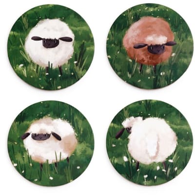 Schapen Set 4 Onderzetters - onderzetters met kurk