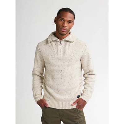 Petrol Industries - Heren Gebreide Half-Zip Trui Denver - Wit - Maat M