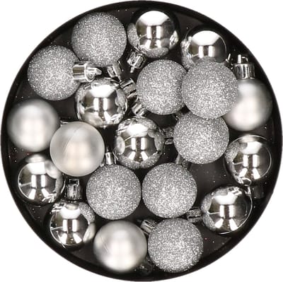 Cosy & Trendy Kerstballen - 20x kunststof - zilver - 3 cm - mat glans glitter