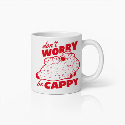 Don’t Worry Be Cappy Mok 330ml – Schattige Capibara Koffiebeker – Grappig Dierenliefhebber Cadeau voor Ontspannen & Positieve Sferen