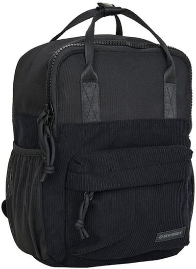 New Rebels Ribbi Juno Handel Backpack mini – Ribstof 900D Polyester 13L Lichtgewicht & Comfortabel – 23x10x31 cm – Dames & Heren Rugzak Black