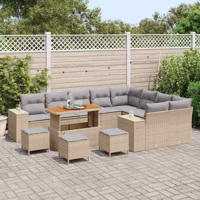vidaXL - Tuinbank - Set - 13 - st - 9-Aantal - zitplaatsen - Beige - en - Lichtgrijs