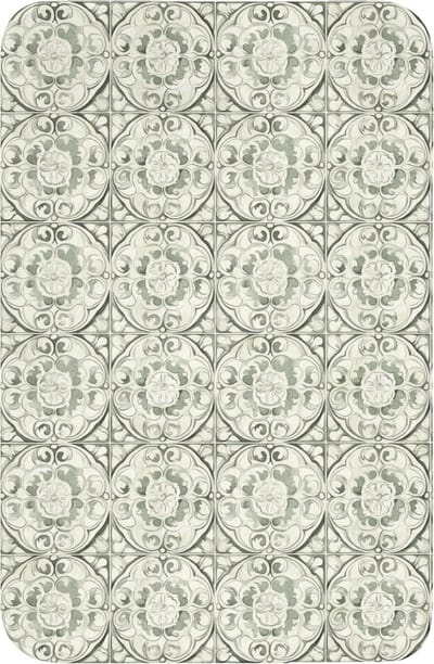WC mat 40x60 cm - Antislip - Krulornament - Tegel - Groen - Toiletmat - Vloermat - Douchemat - Toilet tapijt - Toiletmatten