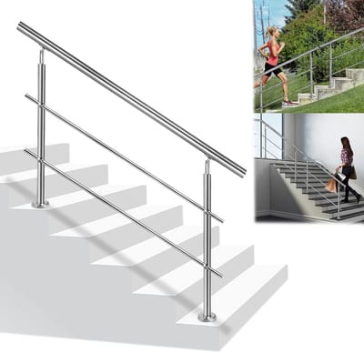 Trapleuning Roestvrij Staal - Balkon Reling - Veilig Traplopen - Instelbare Hoek - 160 cm Lengte - Zilver