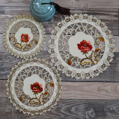 Europa roos bloem borduurwerk tafel placemat doek Bruiloft Kerstmis diner placemat keuken Tafeldecoratie en accessoires round 15cm