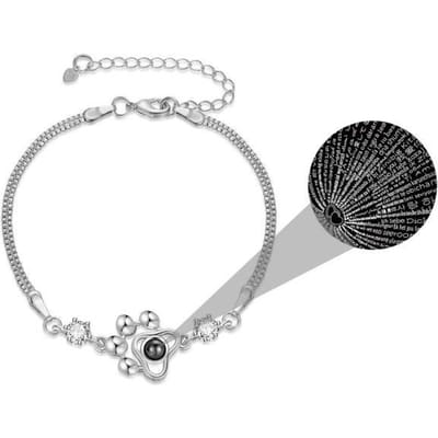 Lovty 100 Talen Ik Hou Van Jou Armband Hondenpoot Aangepaste Foto van Huisdier Romantische Projectie Armbanden Voor Dame Vriendin Sieraden gray