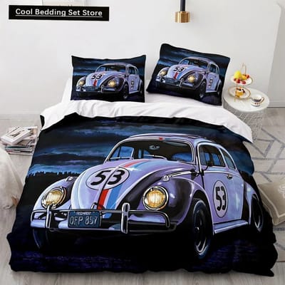 Sportwagen King Queen Dekbedovertrek Cool Kleurrijk Supercar Patroon Beddengoed Set voor Mannen Volwassene Raceauto 23 stuks Polyester Dekbedovertrek EU King 240x220cm