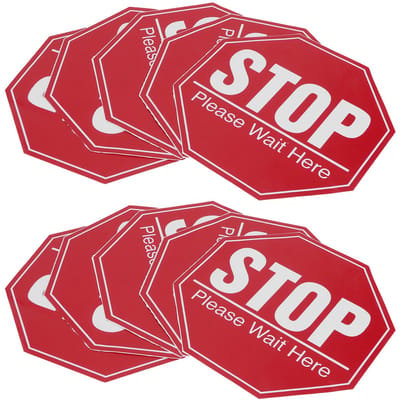 2 Set Vloer Stopbord Sticker Veiligheidsafstand Vloermarkering Waarschuwingssticker voor Gebruik in Openbare Ruimte white