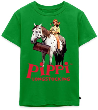 Pippi Longstocking Pippi Rijdt Op Kleine Witte Premium T Shirt Kinderen
