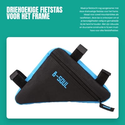 Dailygoods- Fietstas Driehoekig Duurzaam - Fietstas Frame - Fietstas voor Mountainbikes/Racefietsen - Klittenbandsluitingen - Grote Capaciteit - Oxford-stof - Frametas