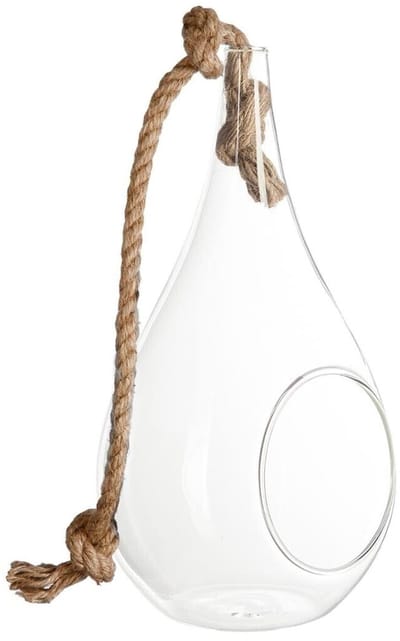 Vaas - glas en touw - transparant - H 25 cm