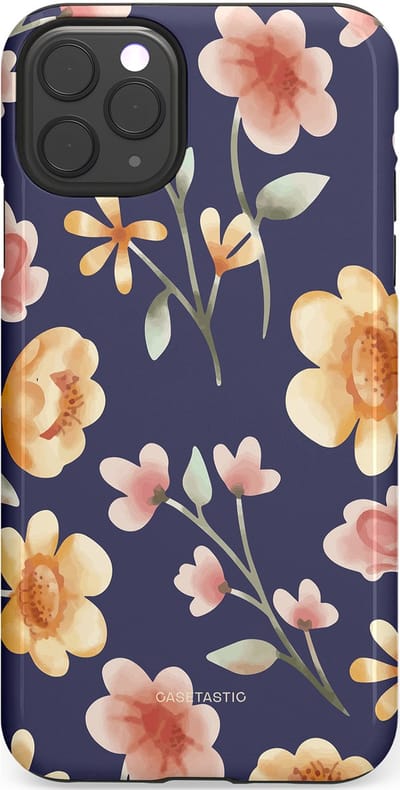 Casetastic Hoesje Geschikt voor Apple iPhone 11 Pro Max - Stijlvolle Beschermende Duo-layer Case - Fluweel Bloemendesign