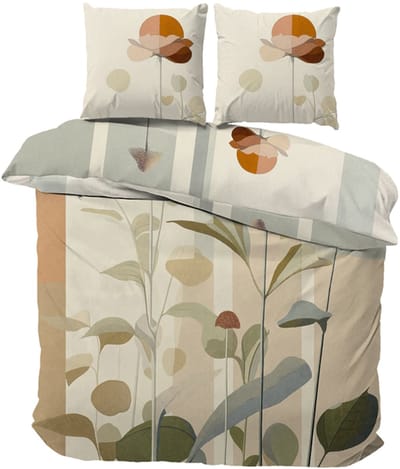 iSleep Dekbedovertrek Daphne - Eenpersoons - 140x200/220 cm - Beige