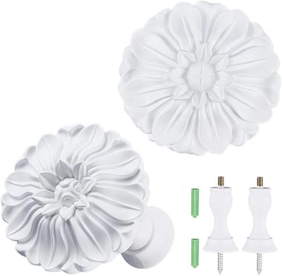 2 Stuks Bloemengordijnhouders voor Ramen - Decoratieve Medaillonhouders, Wandmontage, Gordijnhaken voor Thuis en Kantoor Decoratie, Wit