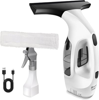 Oplaadbare Accu Windowreiniger Set, Draadloze Ruitenzuiger met Sprayfles en Microvezel Reinigingsdoek, Elektrische Glasreiniger voor Ramen, Spiegel, Badkamer en Auto Ruit