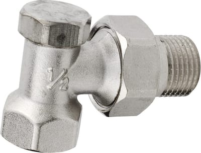Radiatorconnect voetventiel 1/2" x 1/2" haaks.