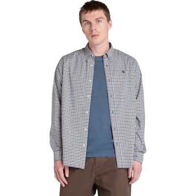Timberland Stretch Poplin Gingham Shirt Chocolate Brown Taglia: L | Camicie Casual Outlet | Uomo | Marrone