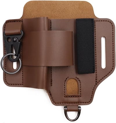 VHV - Multitool hoesje - Gereedschapshouder - Pocket organizer - Voor riem - PU-leer - Stevig - Voor outdoor en kamperen - Bruin