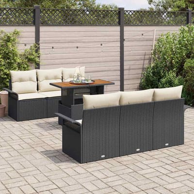 vidaXL - Tuinbank - Set - 7 - st - Zwart - en - crème