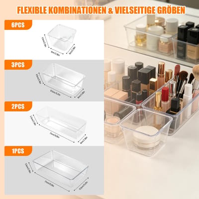 Omgoods - 12-delige Lade-organizerset - Transparante Opbergoplossingen voor Huis en Kantoor