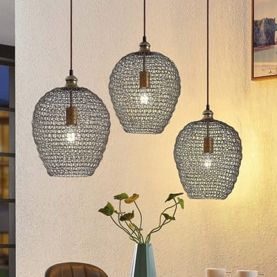 Lindby - hanglamp - 3lichts - ijzer - H: 38 cm - E27 - messing