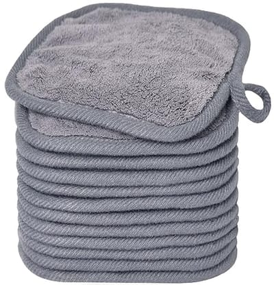Make-up Remover Doeken - Herbruikbare Pads - Gezichtsreiniging Zonder - Zachte Microfiber - 12 Stuks - Grijs