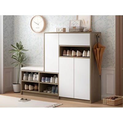 ModernLuxe Multifunctionele schoenenkast - met gecapitonneerde zitting - grote opbergruimte - Wit