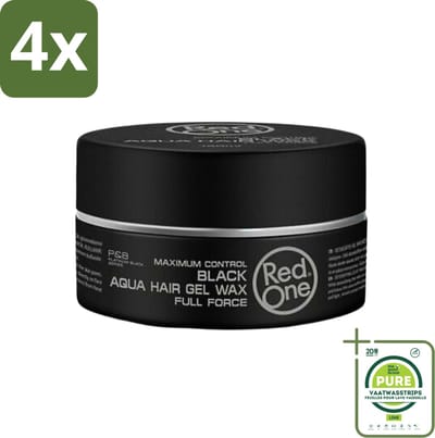 Red One - Haarwax - Black - Aqua Hair Gel Wax - Voor Krachtige Fixatie & Glans - 150 ml - Voordeelverpakking - 4 stuks - Haarwax - Haargel