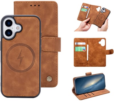 Casemania Hoesje Geschikt voor Apple iPhone 17 - Sienna Brown - Kunstleer 2 in 1 Afneembare Bookcase - Geschikt voor MagSafe - Magnetische Telefoonhoesje met Pasjeshouder en Standaardfunctie